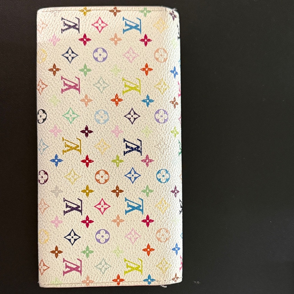 Louis Vuitton White Multicolor Monogram Sarah Long Wallet with Gold Snap - Picture 5 of 10